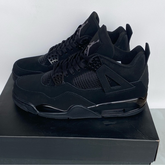 Brand New Retro 4 ‘Black Cat ‘ Men’s Black Athletic Sneakers - Picture 2 of 5